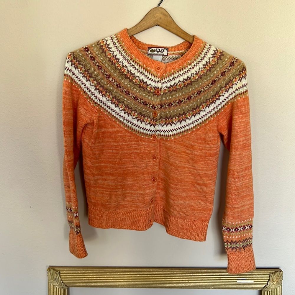 Tiara Women's Orange Patterned Sweater - Picture 2 of 4